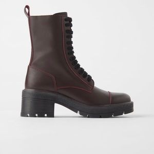 New Zara Laced leather ankle boots